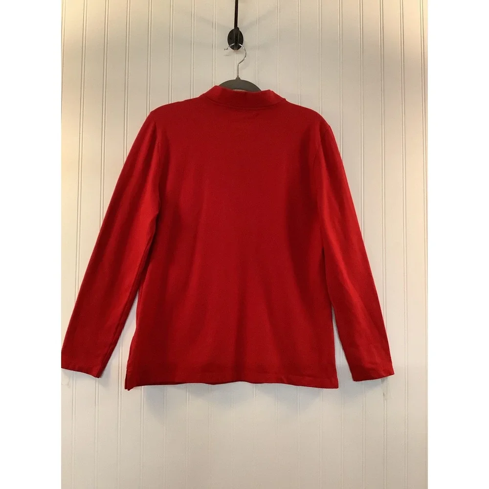 NEW Tommy Hilfiger Women's Red Long Sleeve Polo Shirt‎ Size L  Cotton Preppy